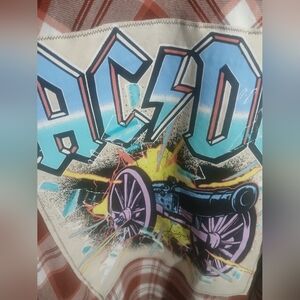 Upcycled FALL AC DC GRAPHIC ON PLUS SIZE FLANNEL
